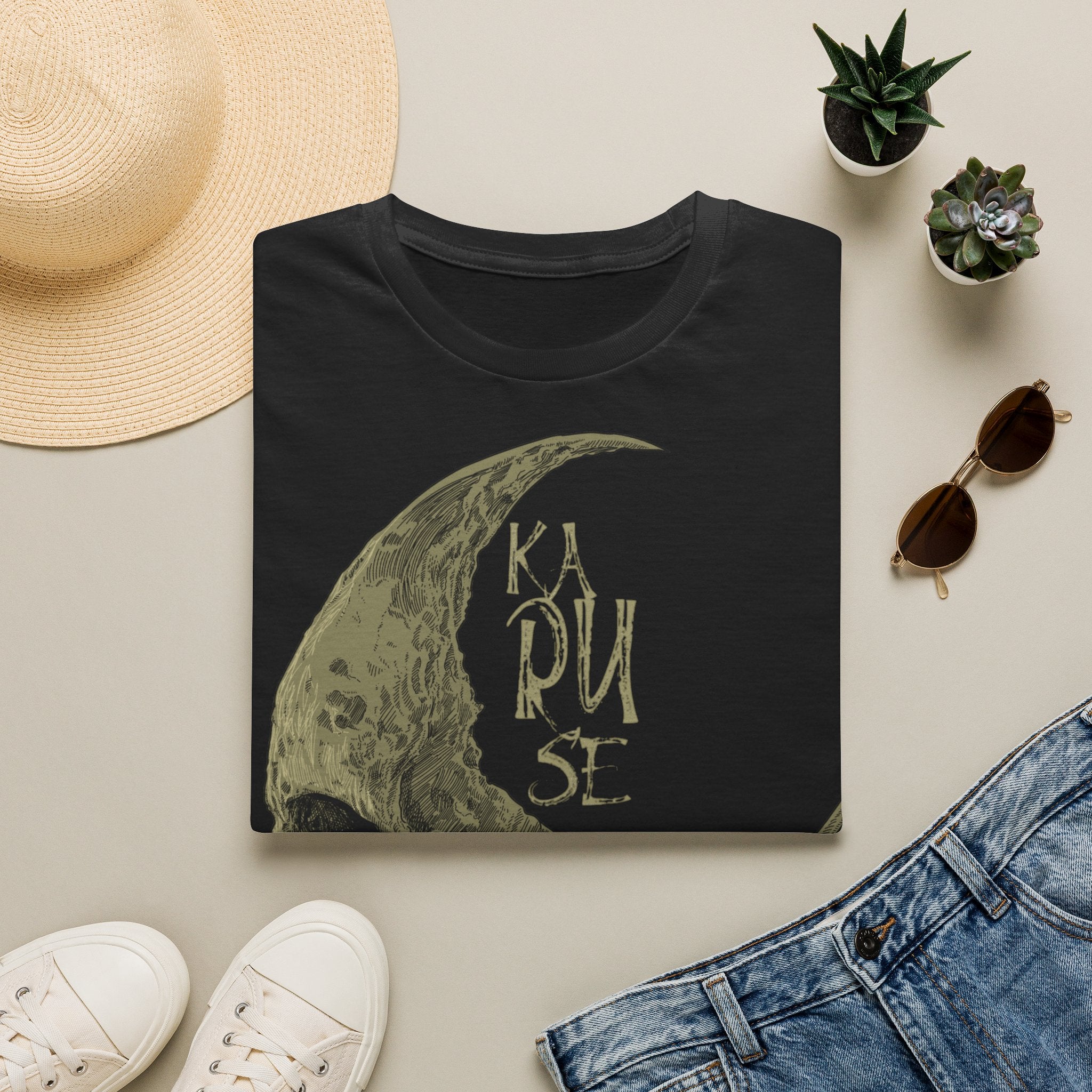 Moon Skull T-Shirt — 'KAPUOSE' Gothic Crescent Graphic Tee