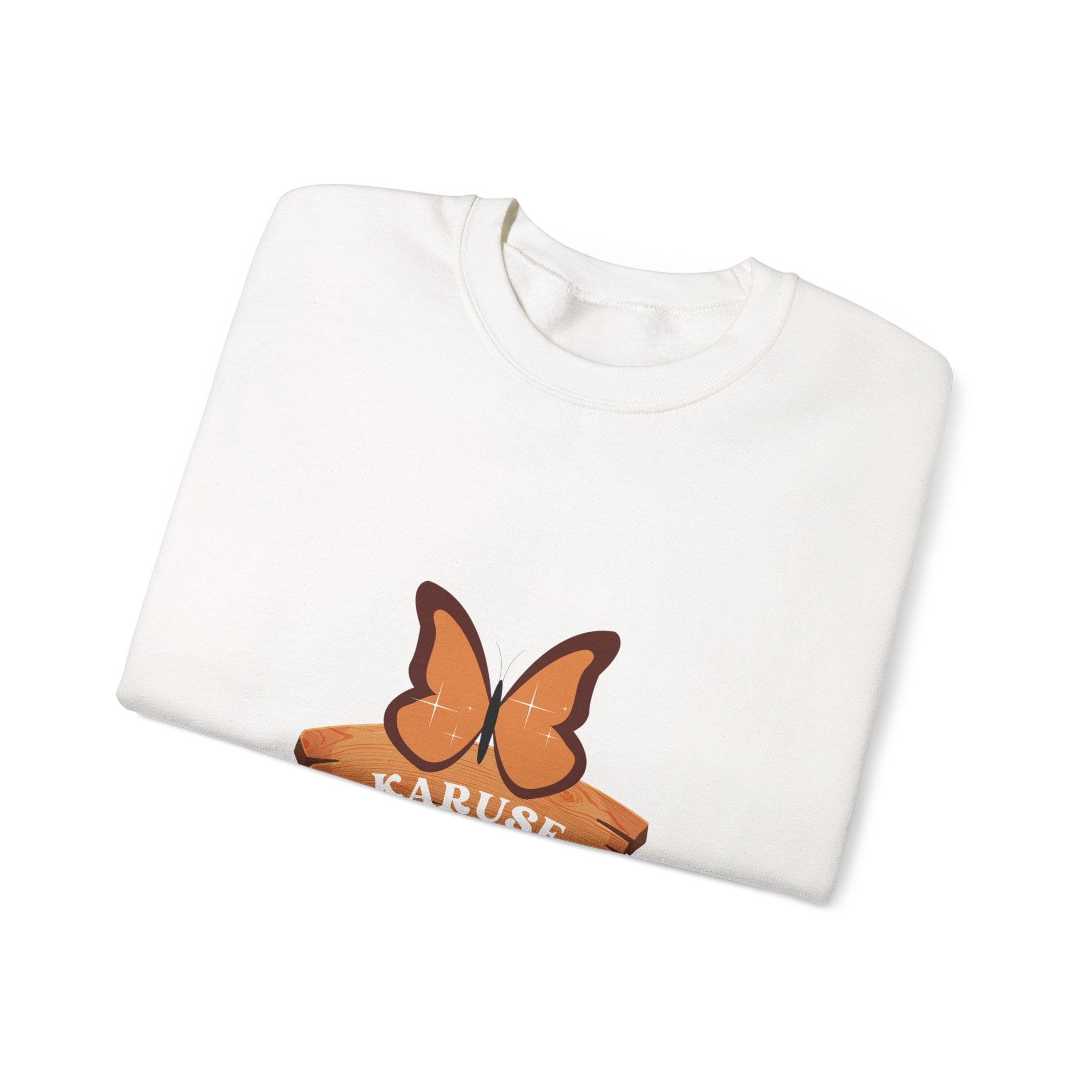 Butterfly Banner Sweatshirt — "KARUSE" Retro Crest Crewneck
